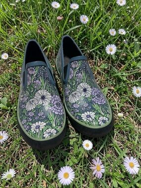 Bogs Floral Slip-On Mules Waterproof garden shoes size 8